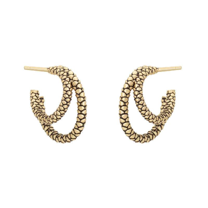 Ladies pearl drop earrings-Snakeskin Double Hoops