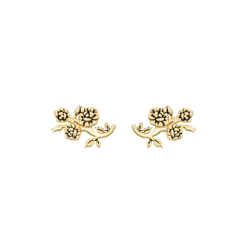 Ladies hoop gold earrings-Rose Studs