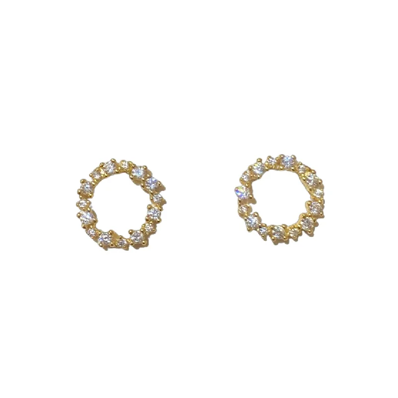 Ladies gemstone earrings-Geovana Clear Circle Studs