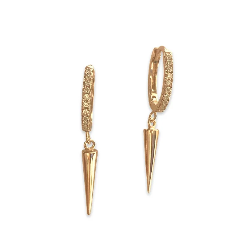 Ladies fashion earrings-Haggy Cone Spike Pave Huggies