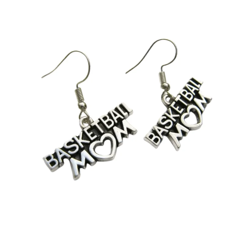 Ladies gemstone stud earrings-Basketball Mom Earrings