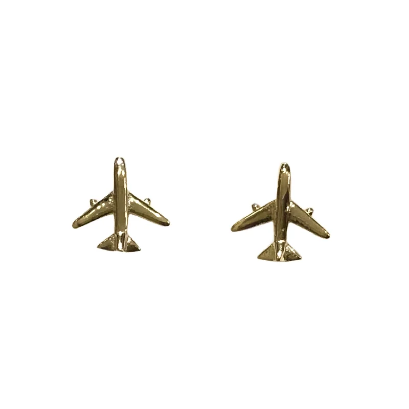 Ladies fashion statement earrings-Airplane Studs