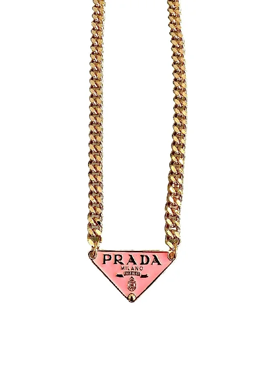 Ladies pendant charm necklace-P-RAD Baby Pink Triangle Necklace