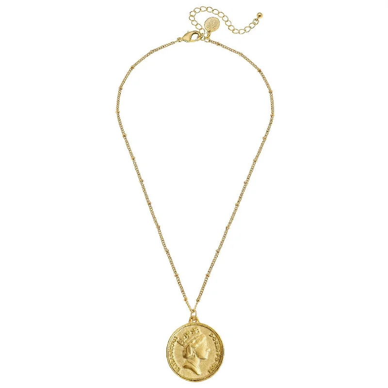 Ladies gold chain necklace-Susan Shaw - Queen Elizabeth Coin Dainty Necklace