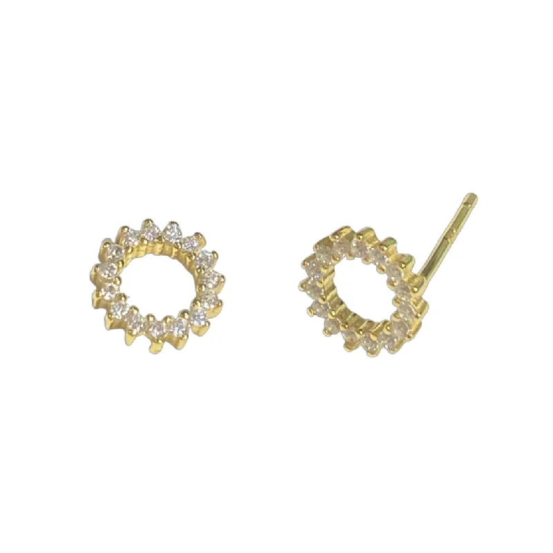 Ladies hoop gold earrings-Sunny Circle Clear Studs