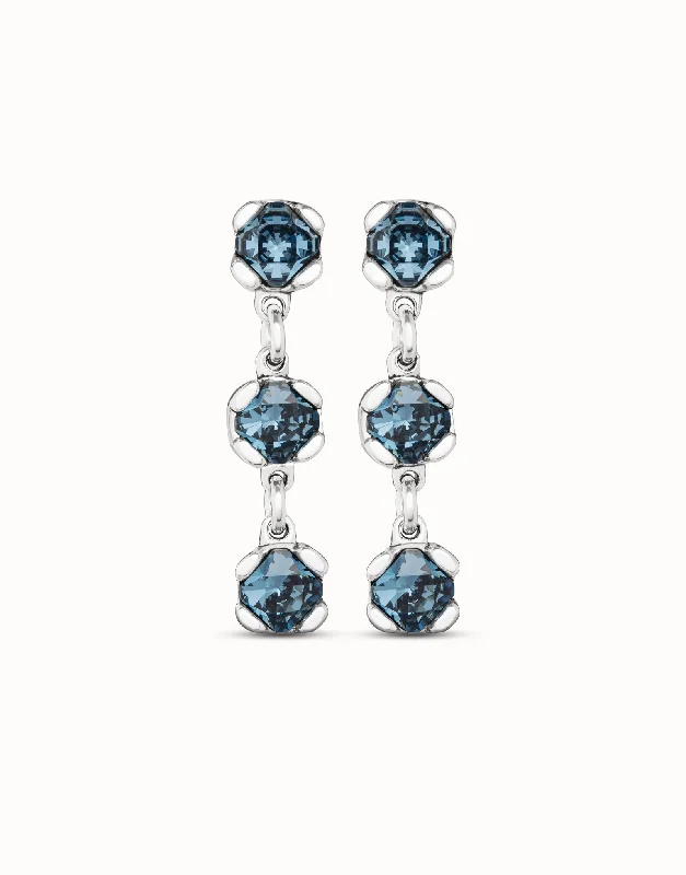 Ladies drop earrings-UNOde50 Sublime Blue Silver Earrings