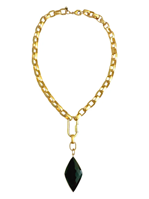 Ladies adjustable chain necklace-Diamond Onyx Necklace