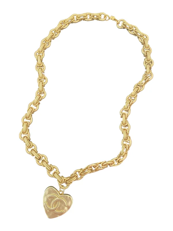 Ladies wedding necklace-CC Gold Heart Necklace