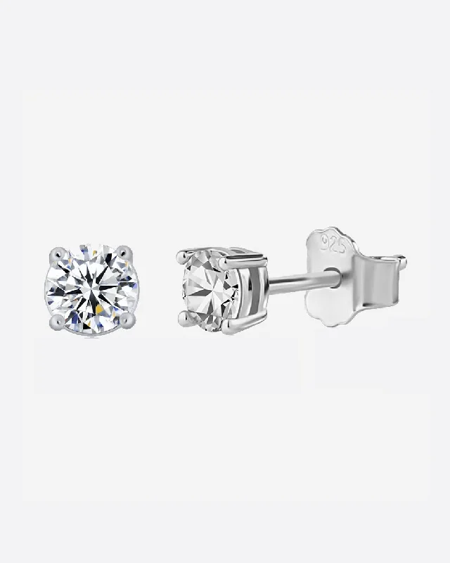 Ladies classic stud earrings-MOISSANITE DIAMOND STUDS. - 5MM