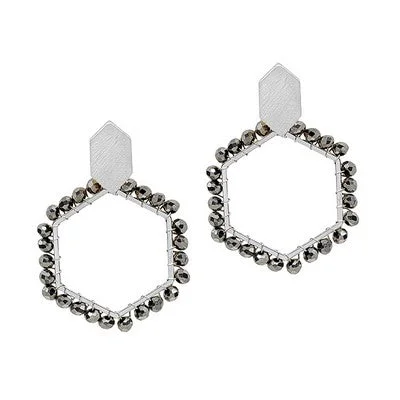 Ladies multi-colored earrings-Meghan Browne Earring Vita -Silver Hematite