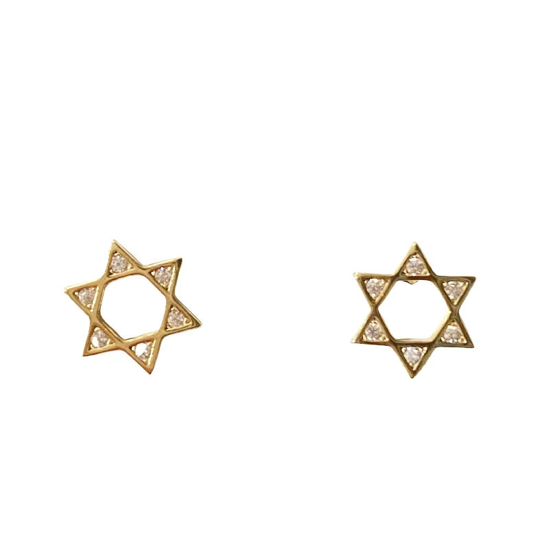 Ladies simple stud earrings-Star Of David Studs