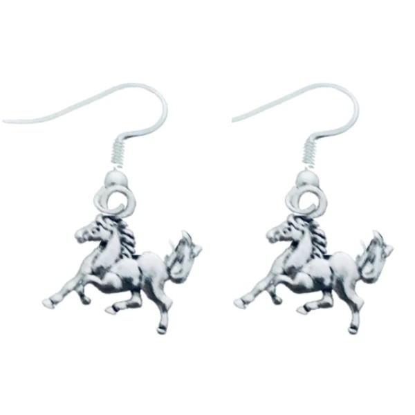 Ladies statement diamond earrings-Horse Charm Earrings