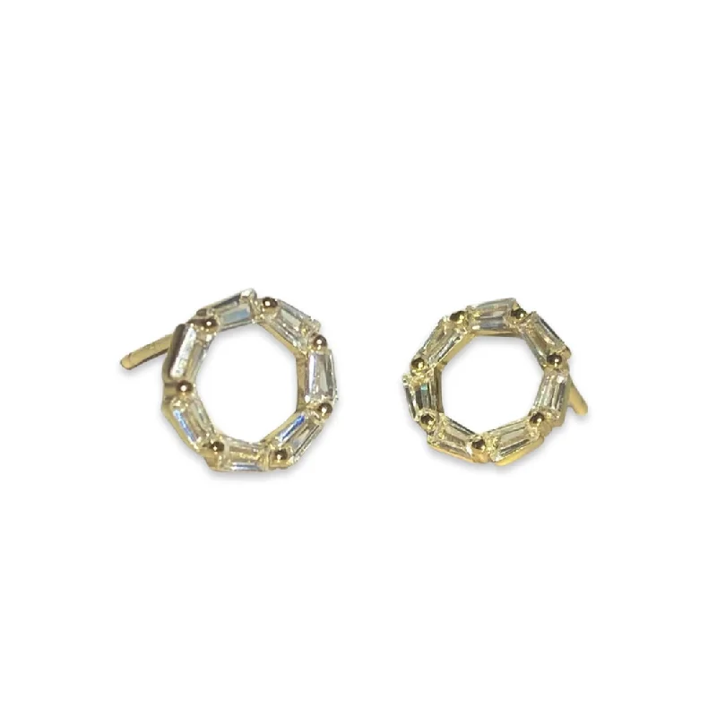 Ladies long earrings-Geovana Round Baguette Studs