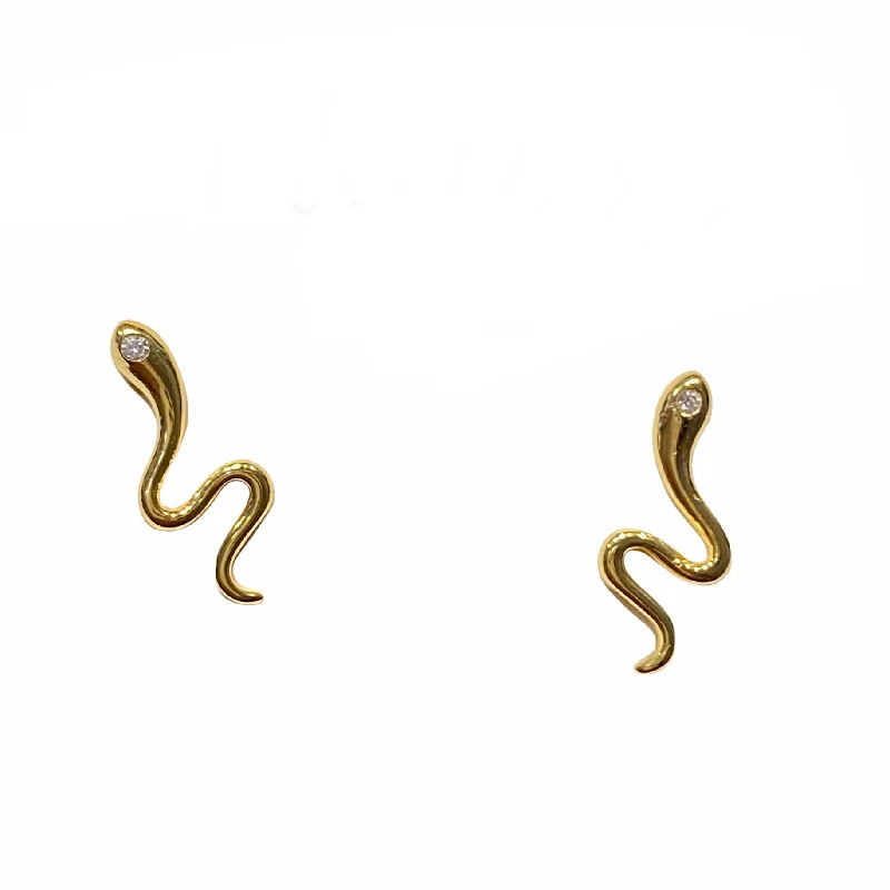 Ladies large earrings-Sterling Silver Snake Studs