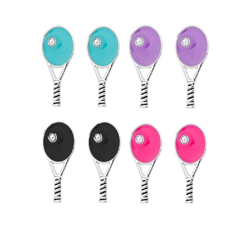 Ladies boho earrings-Tennis Racquet Stud Earrings - Pick Color