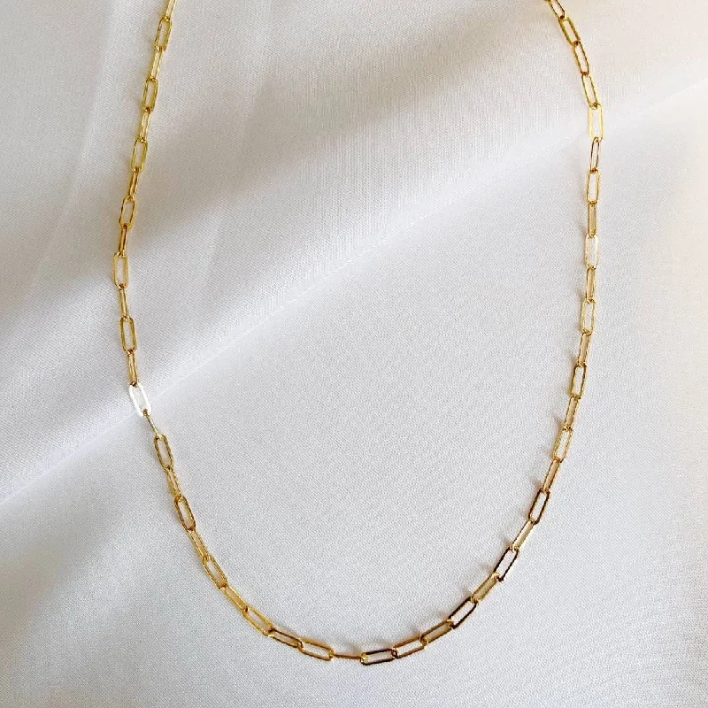 Ladies long pendant necklace-Allie Gold Filled Paperclip Chain Necklace