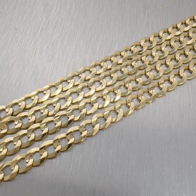 Ladies boho necklace-14k Yellow Gold Flat Cuban Curb Link 5.60mm Chain Necklace 24" 20.2g ITALY