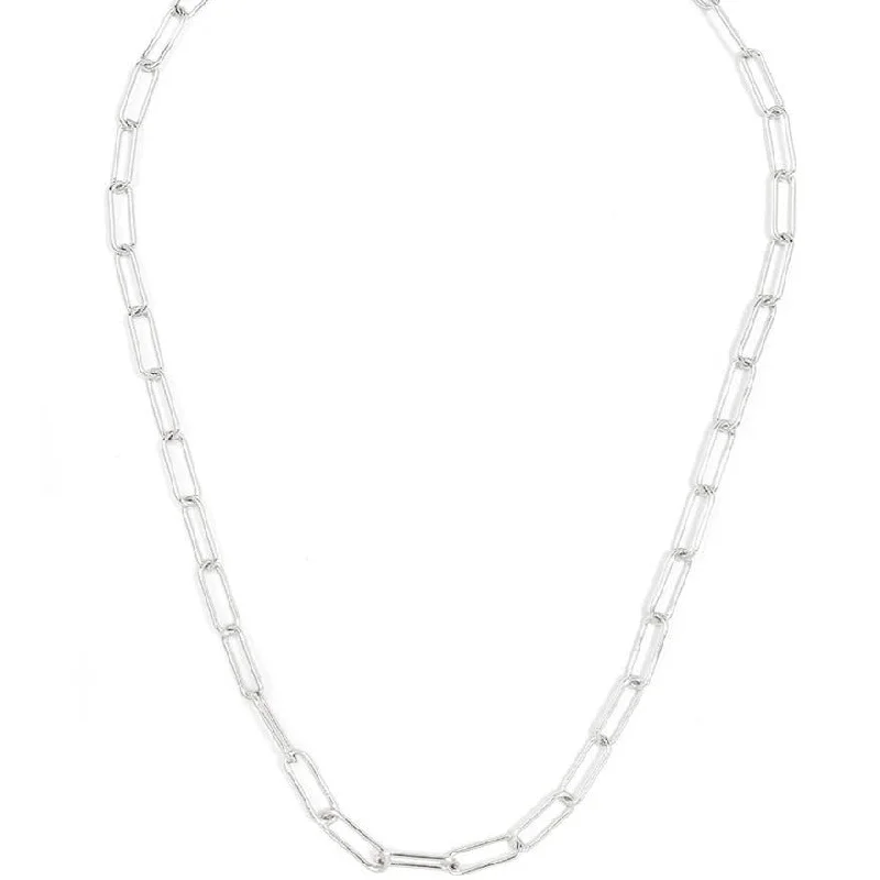 Ladies custom necklace-Classic Paperclip Silver Link Necklace