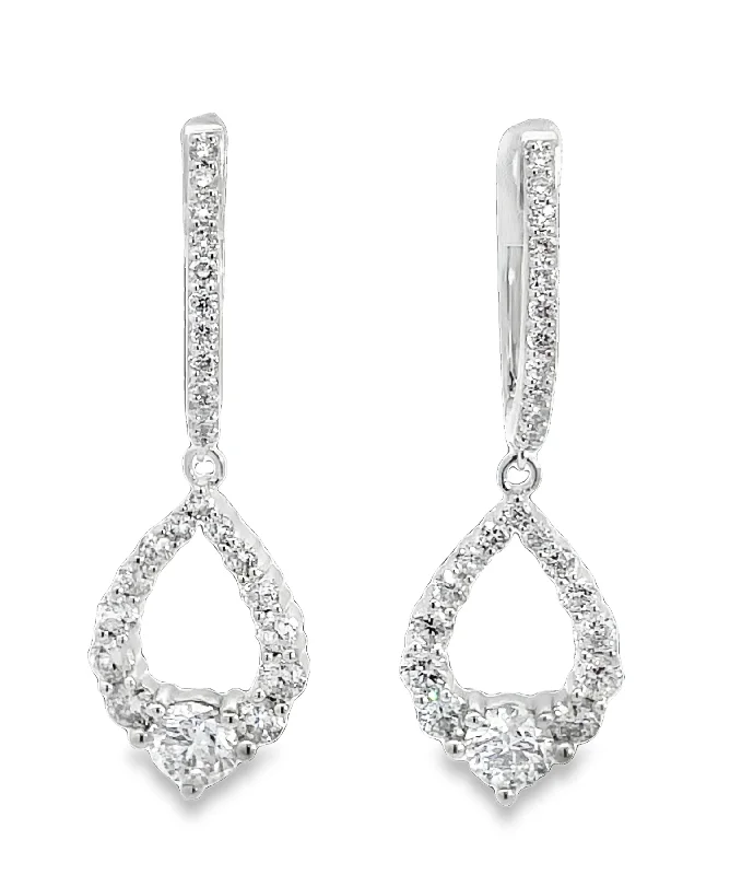 Ladies chandelier earrings-LAB GROWN ROUND DIAMONDS 2.47ctw DANGLE EARRINGS