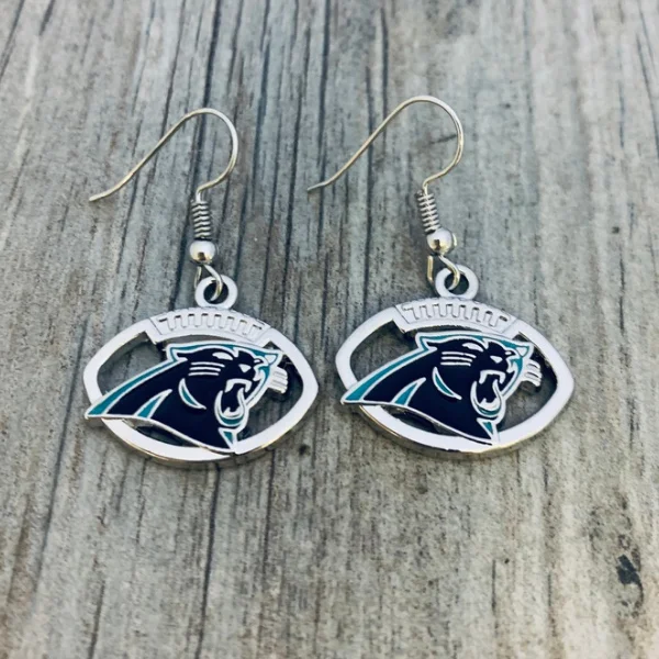 Ladies silver diamond earrings-Carolina Panthers Earrings