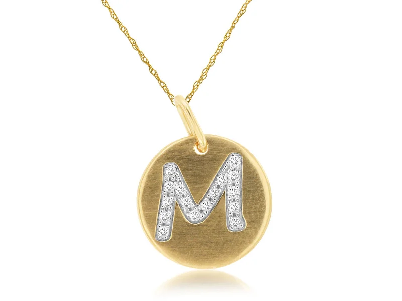 Ladies fancy necklace-Diamond M Disc Pendant