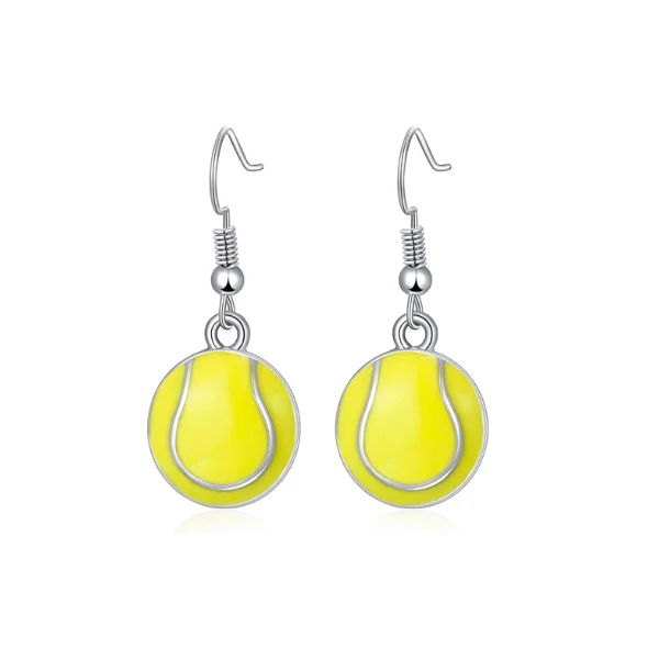 Ladies oval earrings-Tennis Ball Dangle Earrings