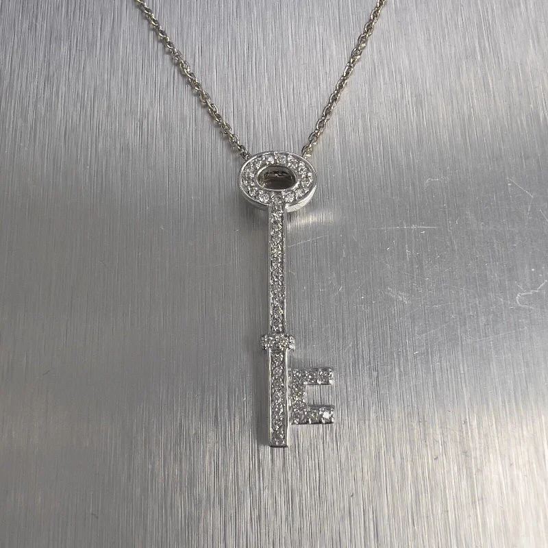 Ladies pearl necklace-14K White Gold Skeleton Key Effy “Bita” Diamond Pendant 0.35ctw 16.75" RET$1,500