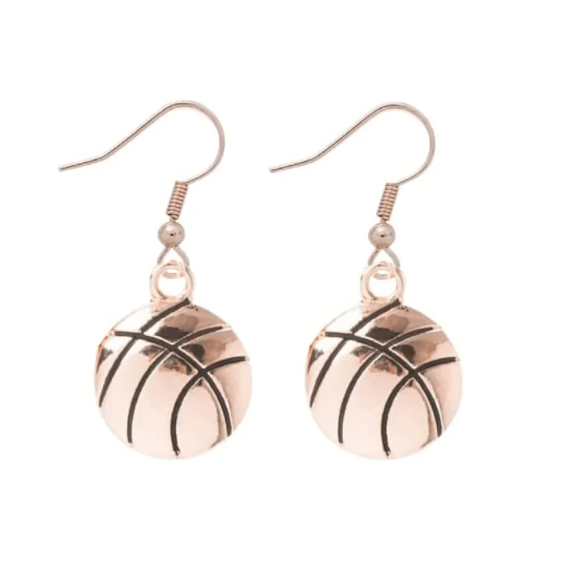 Ladies vintage earrings-Basketball Rose Gold Earrings