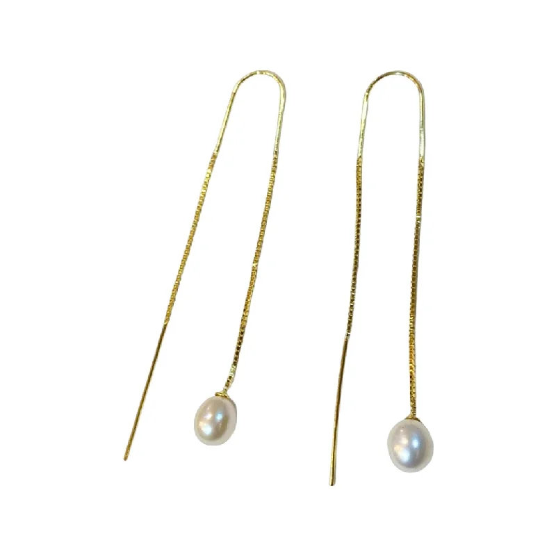 Ladies sparkling earrings-Pearlea Threader Earrings