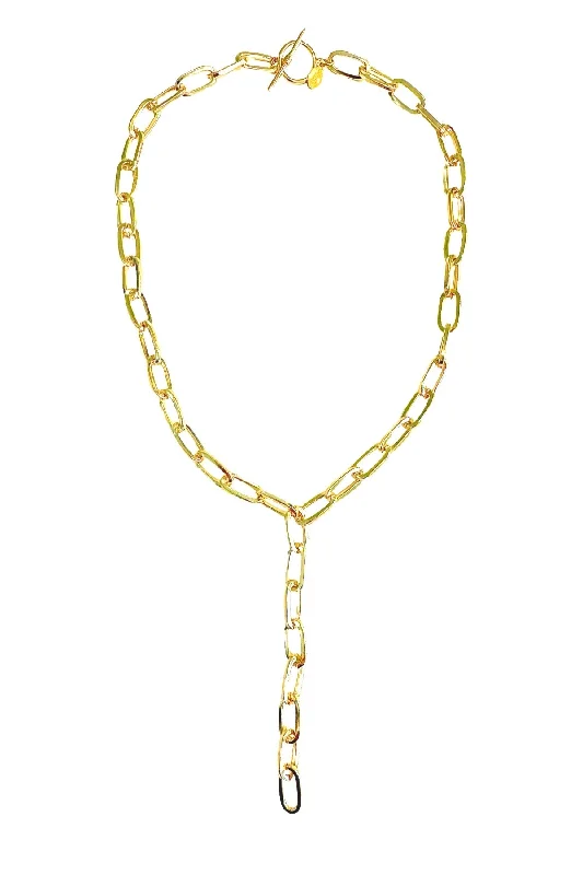 Ladies double-layer necklace-Gold Link Lariat Necklace