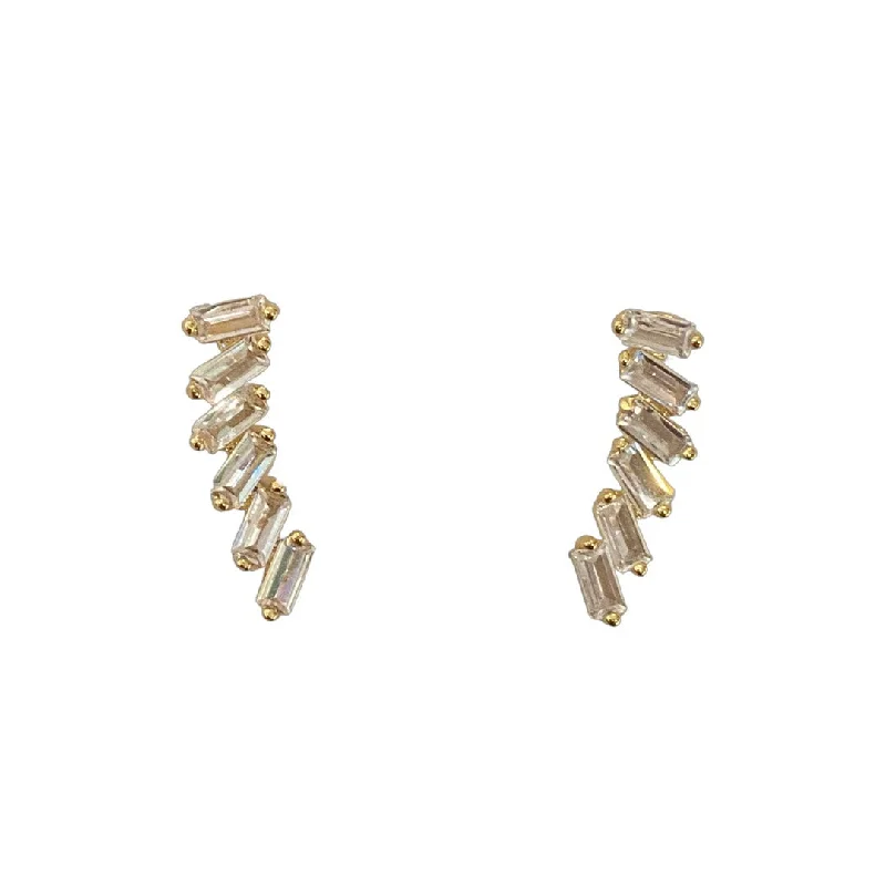 Ladies holiday earrings-Clara Baguette Medium Crawlers