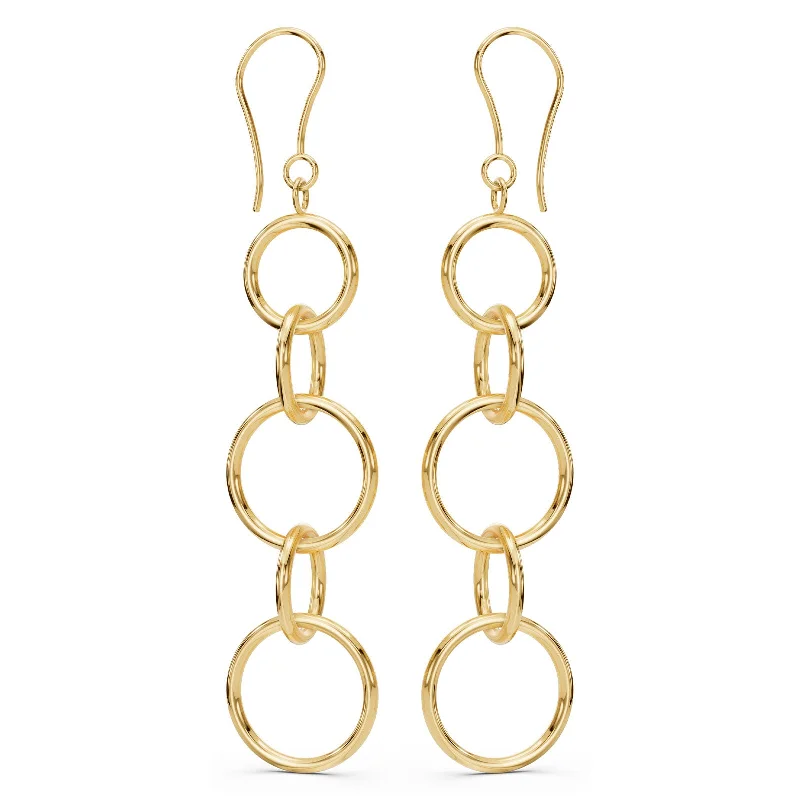 Ladies custom earrings-Large Gold Round Drop Earrings