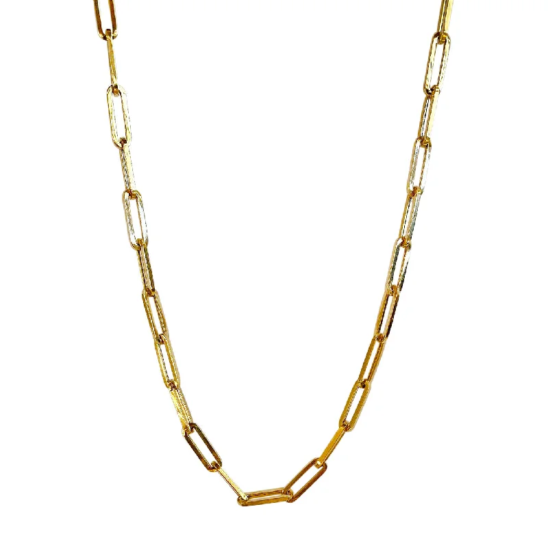 Ladies delicate necklace-Seddy Paper Clip Chain Gold 24"