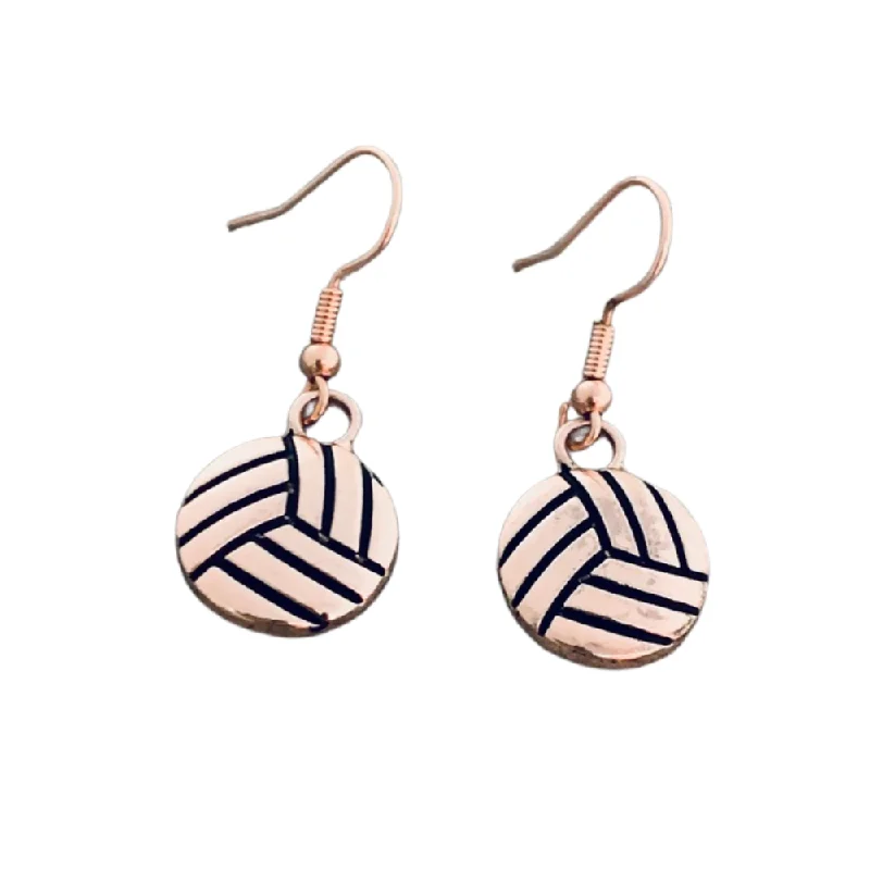 Ladies minimalist earrings-Volleyball Earrings - Rose Gold