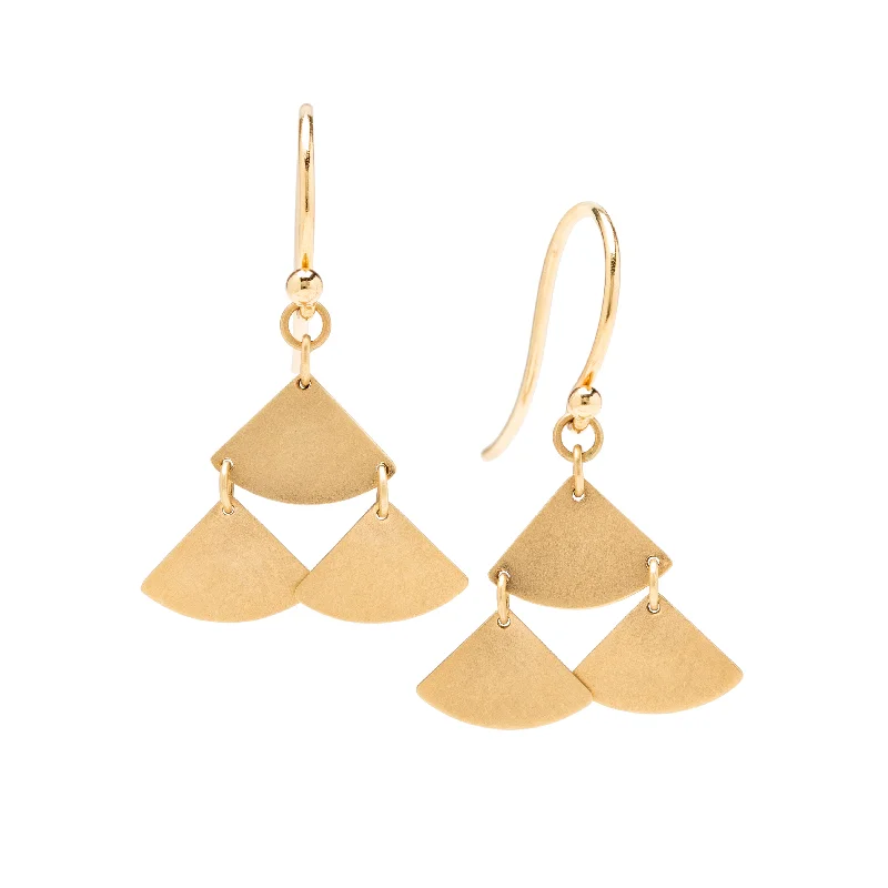 Ladies trendy statement earrings-<!--ER906--> ginkgo bold tiered drop earrings