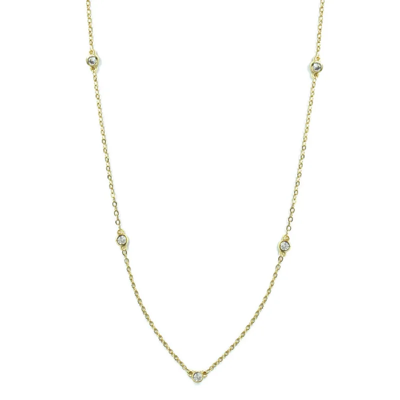 Ladies infinity heart necklace-Clear CZ Accented Necklace Gold