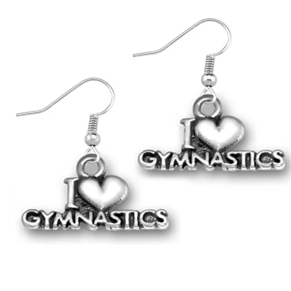 Ladies stylish earrings-Gymnastics Earrings -I Love Gymnastics