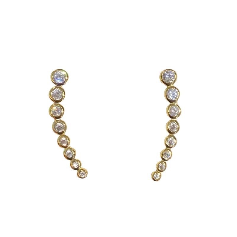 Ladies luxury diamond stud earrings-Clara Bezel 8 CZ Crawlers