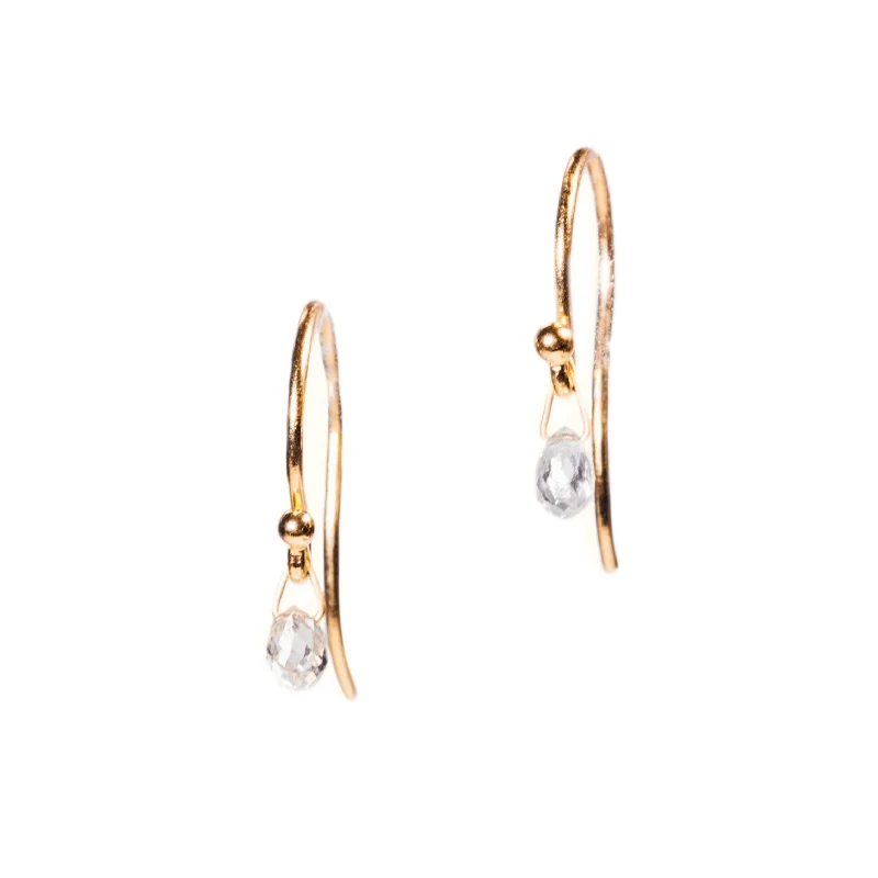 Ladies gold-plated earrings-<!--ER812-->diamond briolette earrings