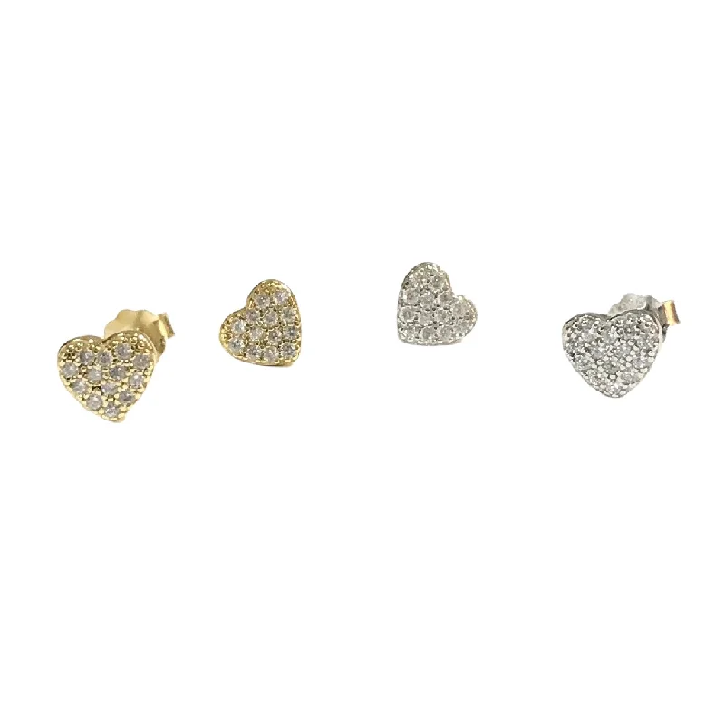 Ladies dangle earrings-Amore Heart Sparkle Studs