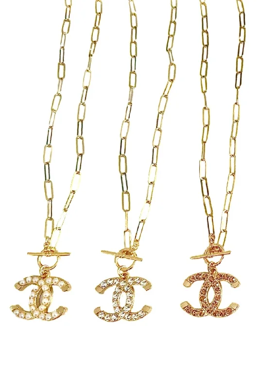 Ladies gold infinity necklace-CC Link Charm Necklace