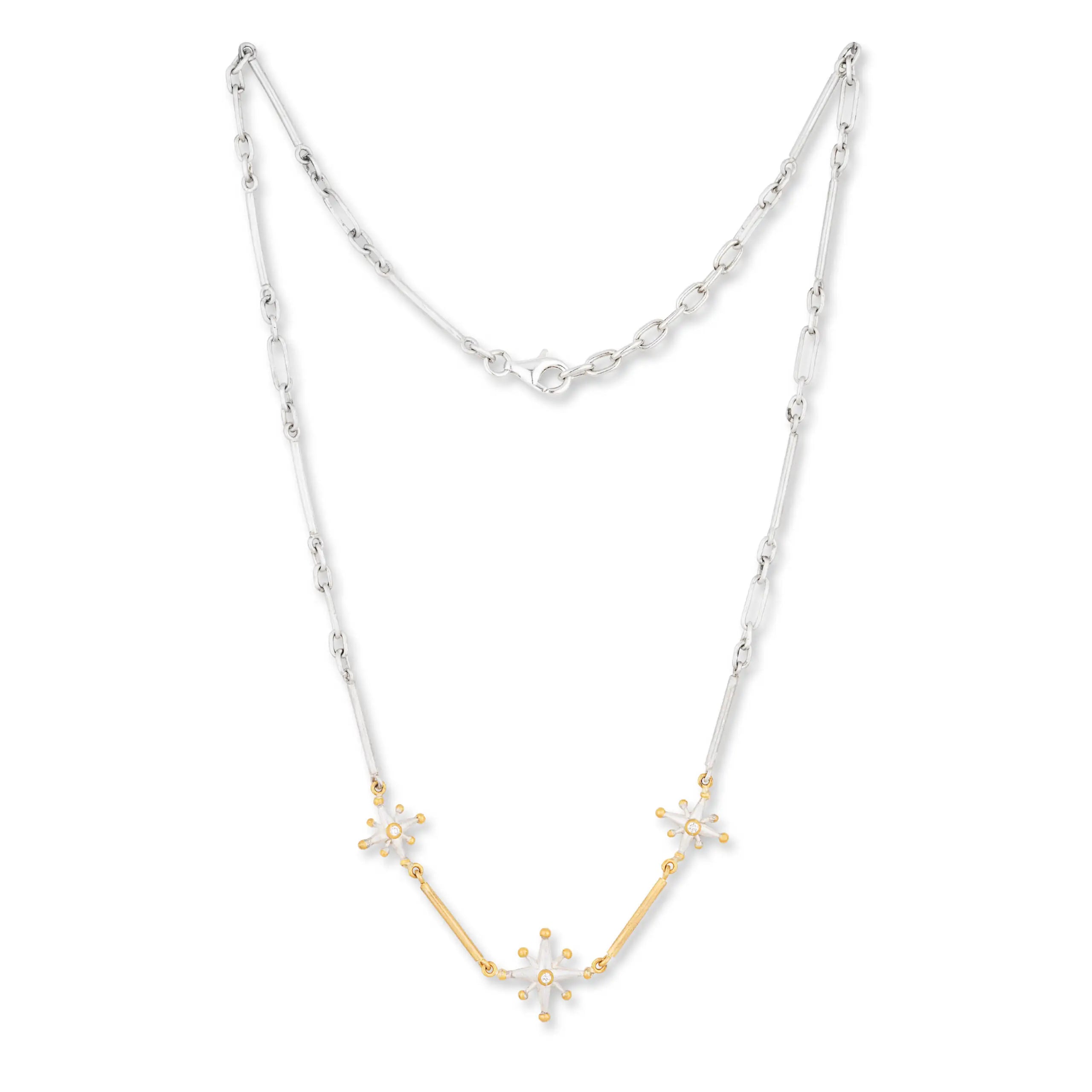 Ladies gold chain necklace-Lika Behar Triple STARBURST Necklace