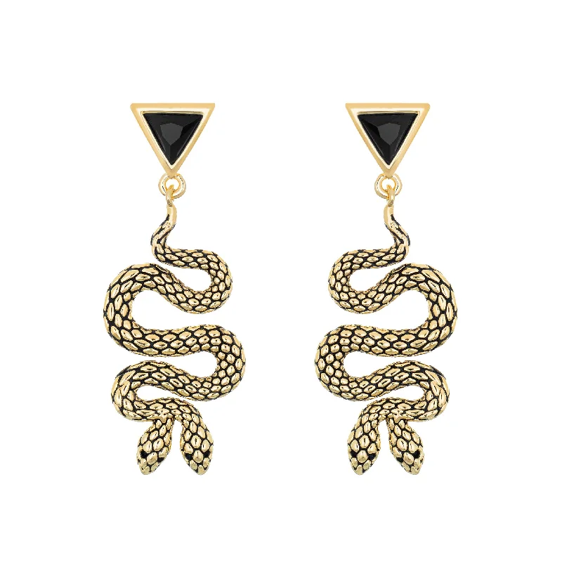 Ladies custom earrings-Twin Snake Earrings