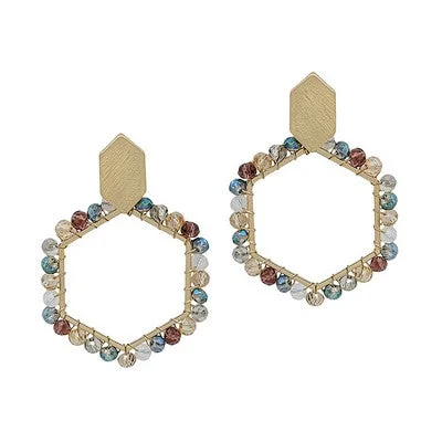 Ladies long statement earrings-Meghan Browne Earring Vita -Dark Multi