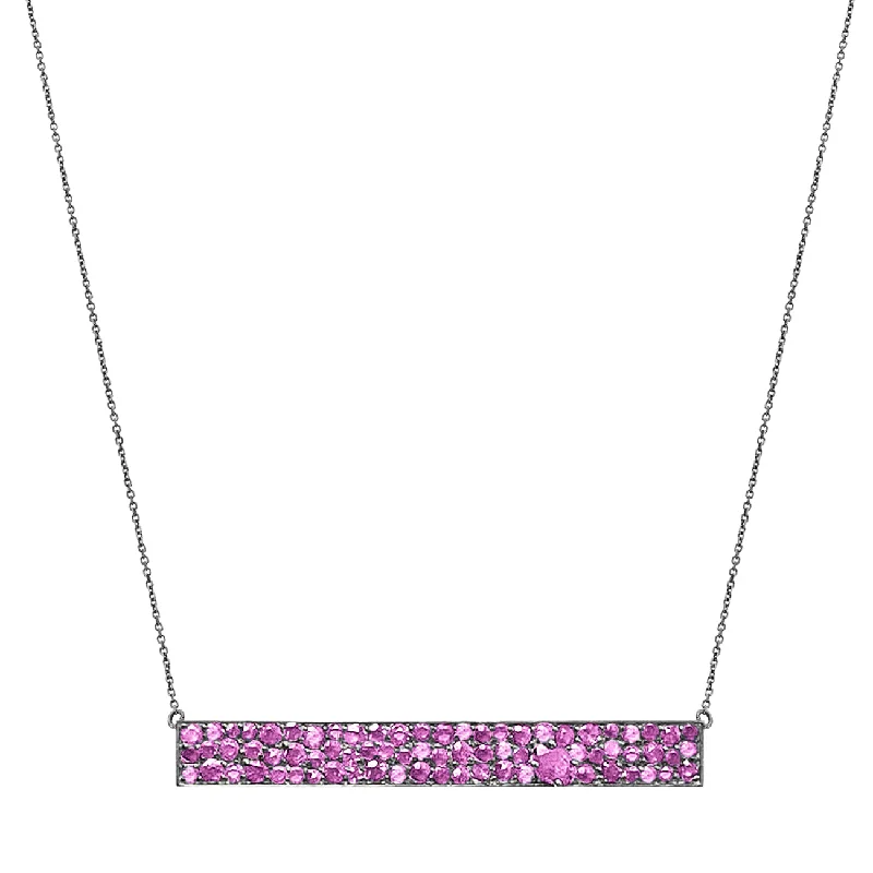 Ladies boho necklace-Stardust Necklace Silver Pink Sapphire