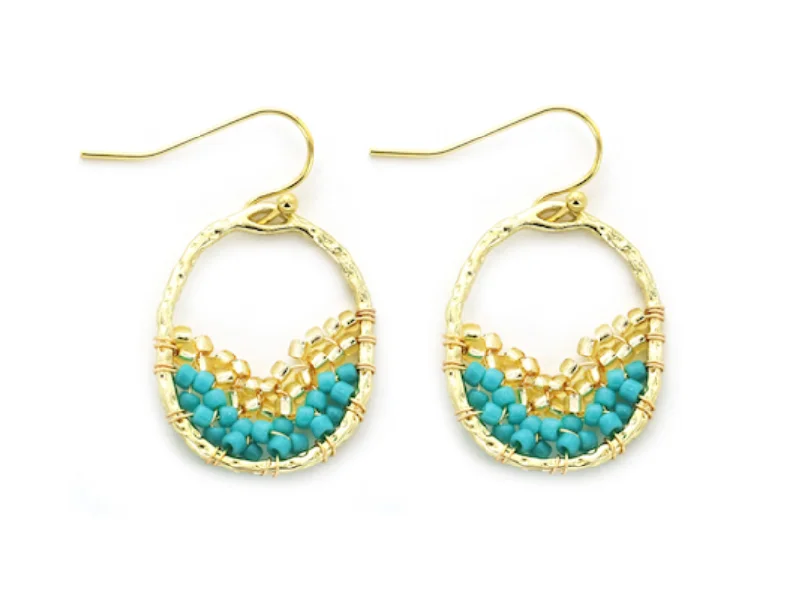 Ladies hoop gold earrings-Meghan Browne Earring Slice - Turquoise