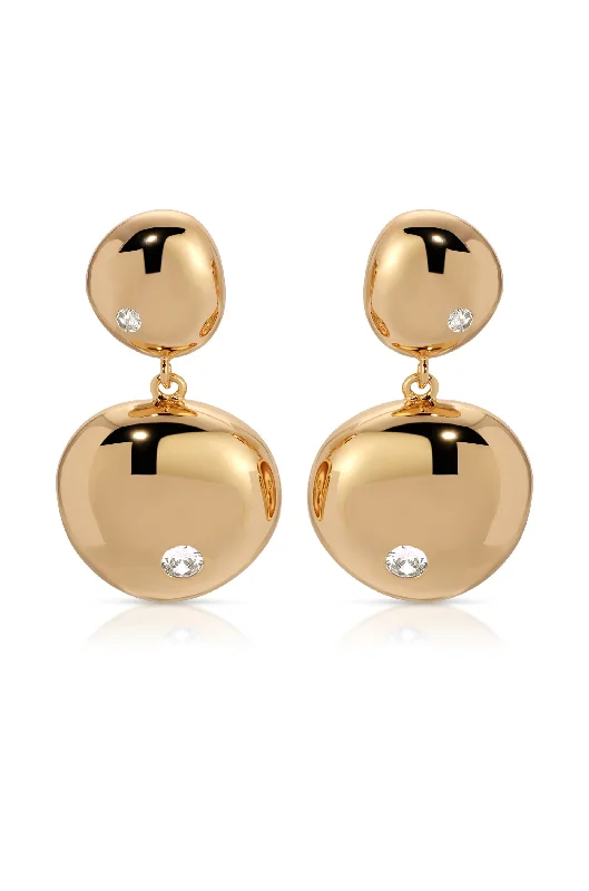 Ladies pearl stud earrings-Polished Double Pebble Drop Earrings