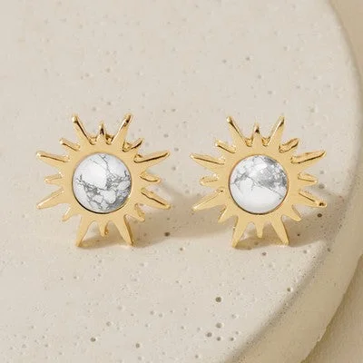 Ladies cubic zirconia earrings-Meghan Browne Terra Earring - Howlite