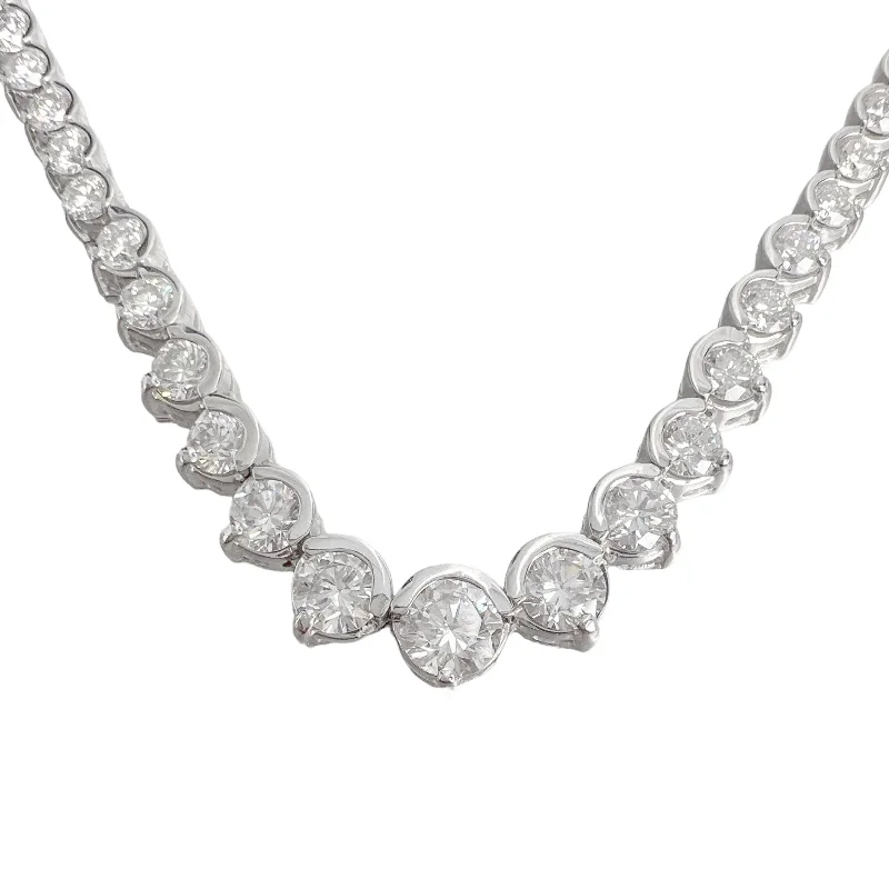 Ladies bridal statement necklace-14k White Gold Round Diamond Graduated Tennis Necklace 6.25ctw G VS2-SI1 16"