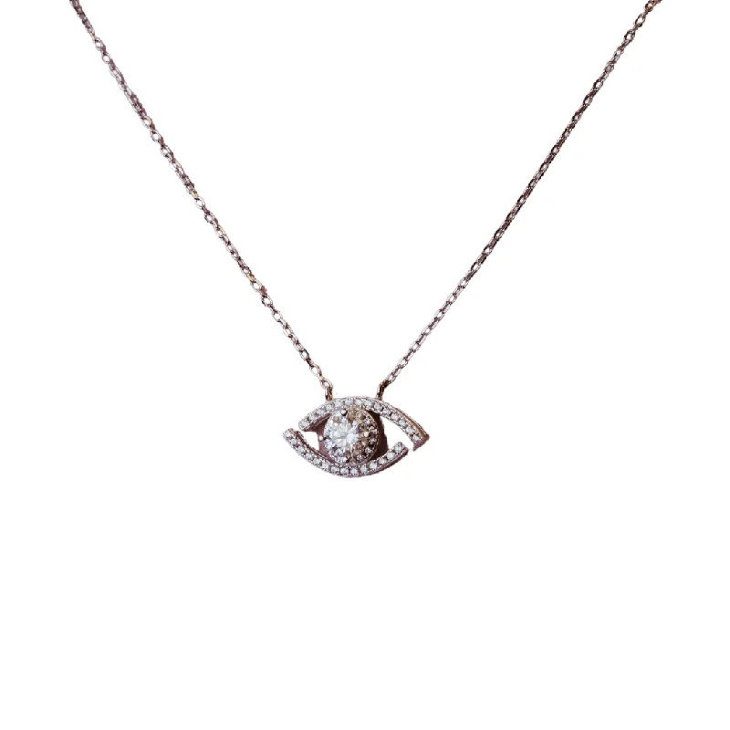 Ladies minimalist necklace-Countess Moissanite .925 Sterling Silver Eye Necklace